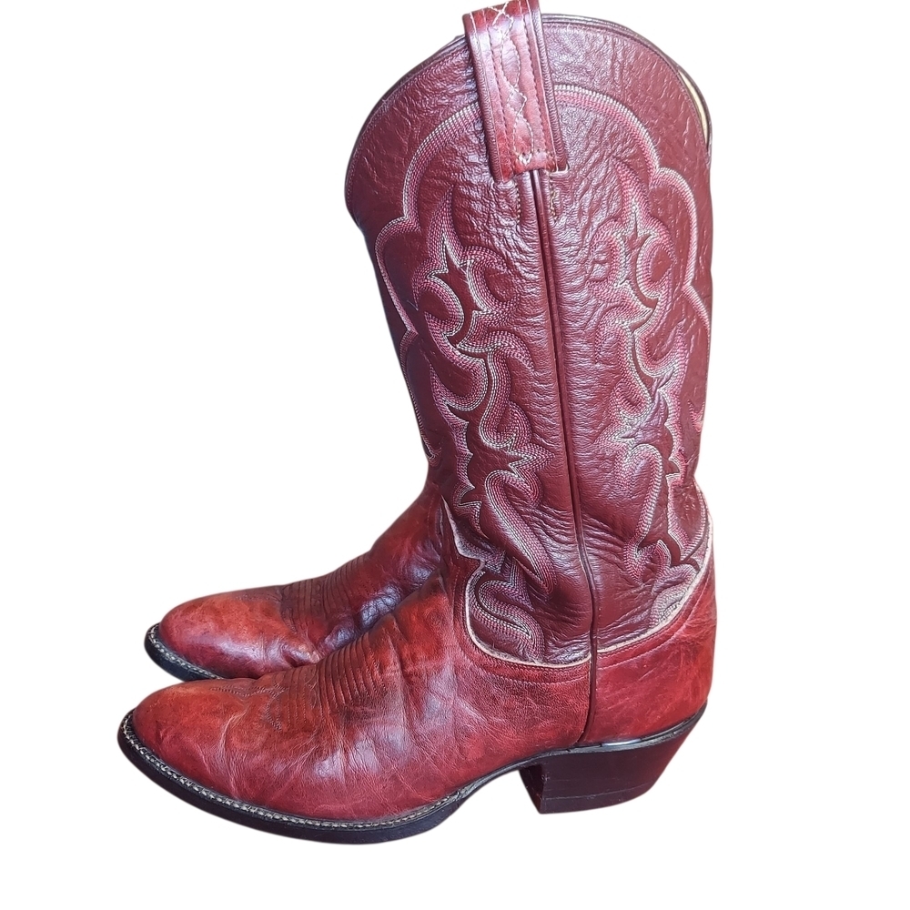 Vintage Tony Lama Cherry Mahogany Bullhide leather boots